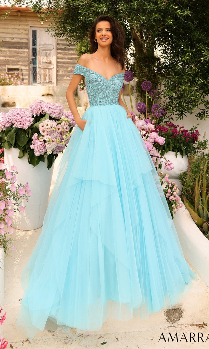 Light Blue Amarra Long Formal Dress 94038
