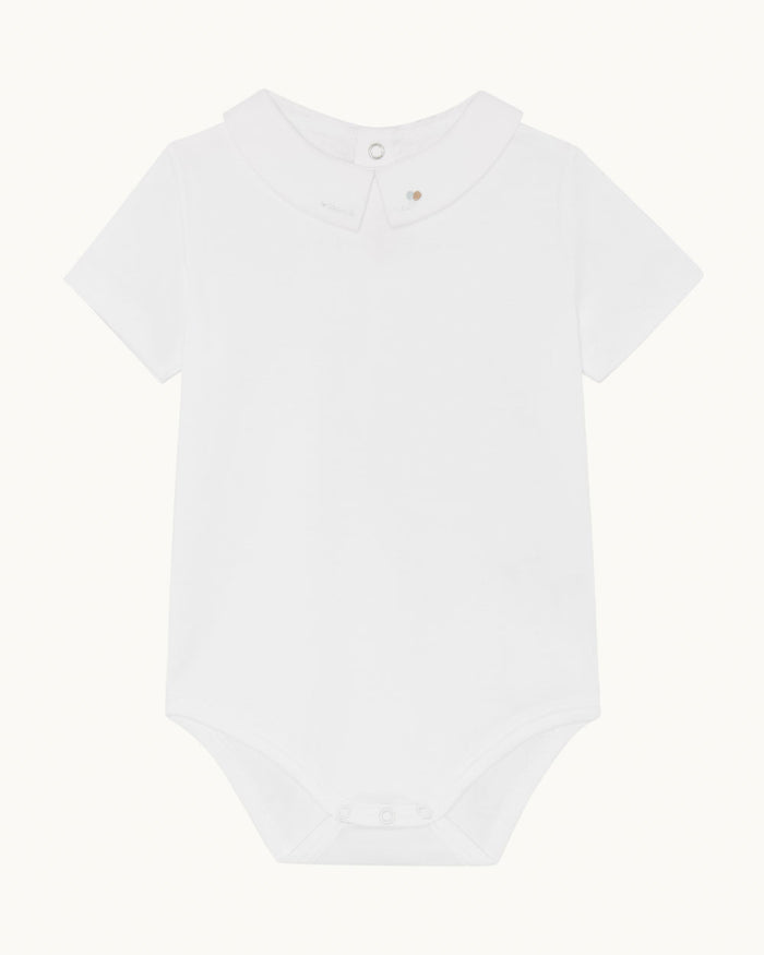 Aubrey Race Car Embroidered Collar Short Sleeve Onesie