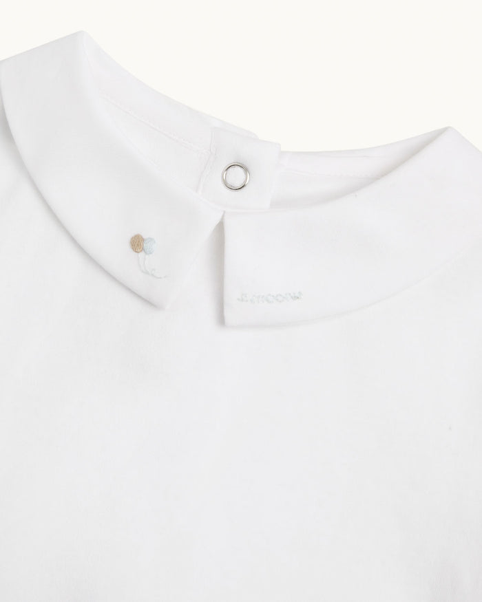 Aubrey Race Car Embroidered Collar Short Sleeve Onesie