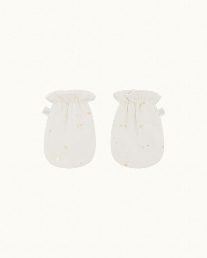 Bay Star & Crown Hat, Mittens & Bib Set - Natural