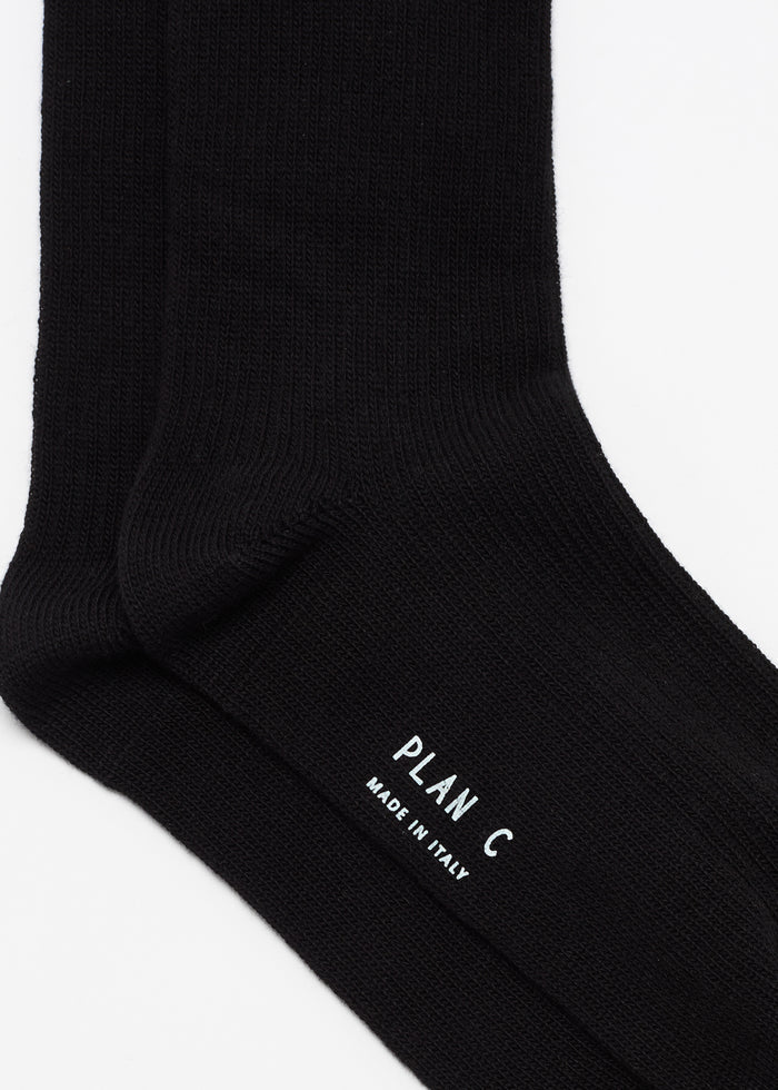 BLACK SOCKS WITH RED STRIPES