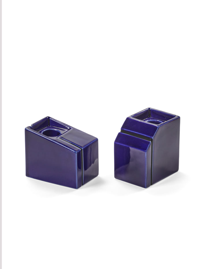 BLUE CANDLE HOLDERS