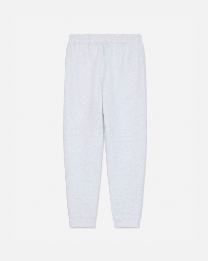 Light gray heather sweatpants with an elastic waistband and ribbed ankle cuffs, shown flat against a white background.#color_pale-gray