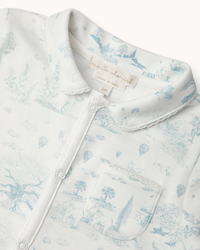 Charles Toile De Jouy Sleepsuit - Blue