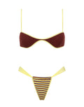 ESTE BUTTER CROCHET STRIPE Crop Bikini Set