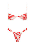 ESTE - CHERRY ZEBRA SPLASH Scoop Crop Bikini Set