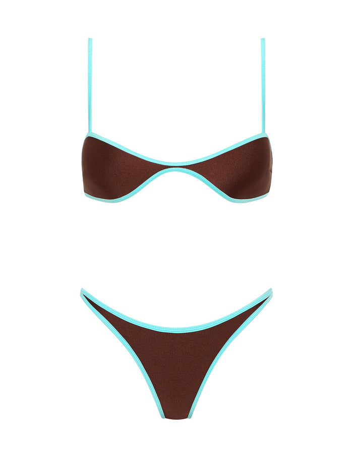ESTE CHOC MINT Neoprene Scoop Bikini Set