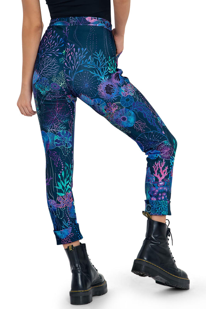 BlackMilk Clothing - Floral Coral Cuffed Pants