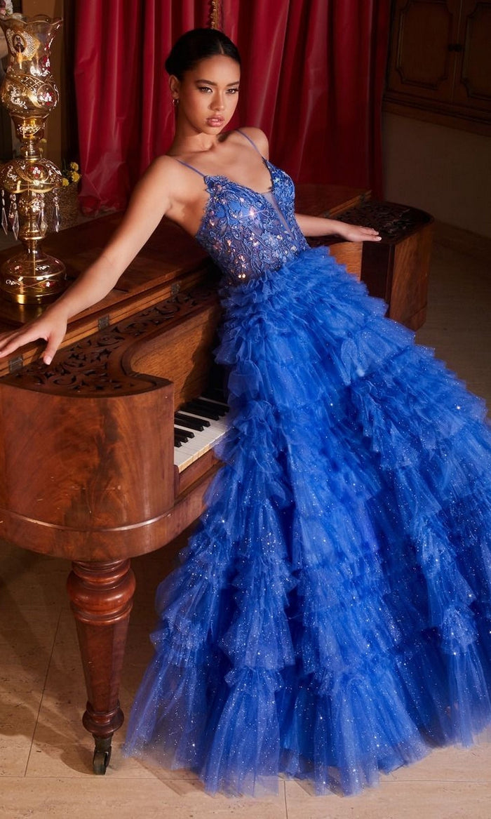 Deep Blue Formal Long Dress C152 by Ladivine