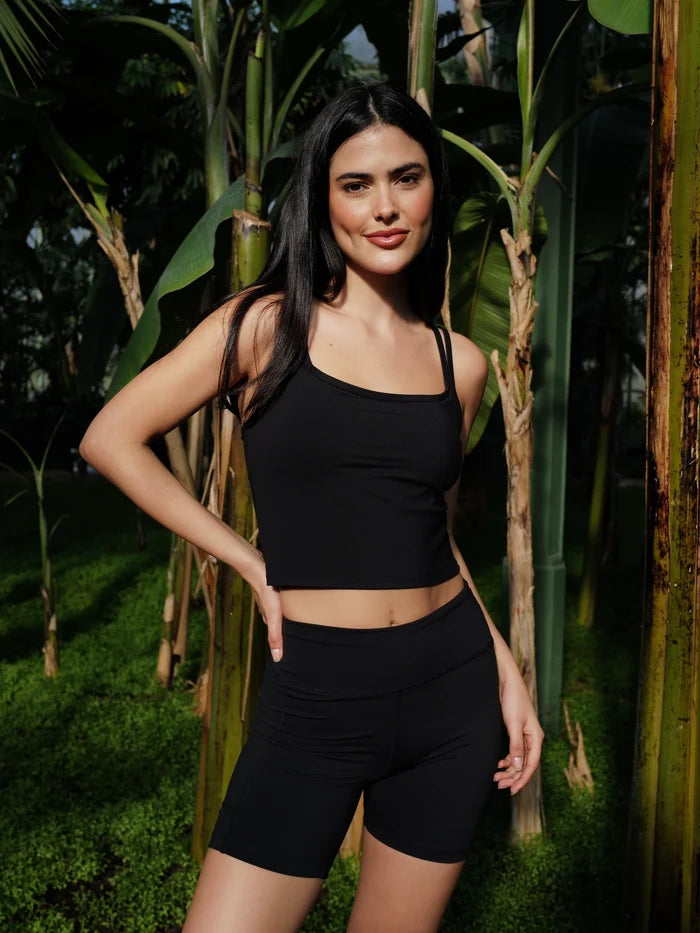 Gianna Strappy Top and Shorts Set - Black