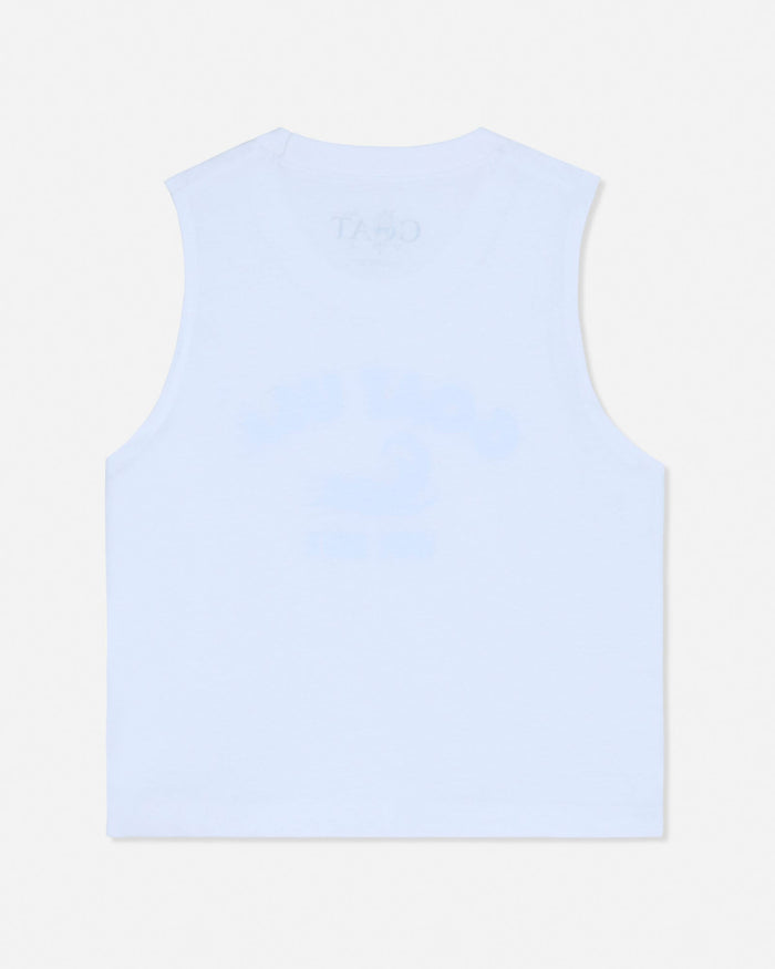 White sleeveless top on a white background