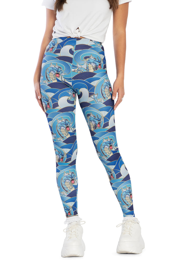 Gyarados Waves High Waisted Matte Finish Leggings