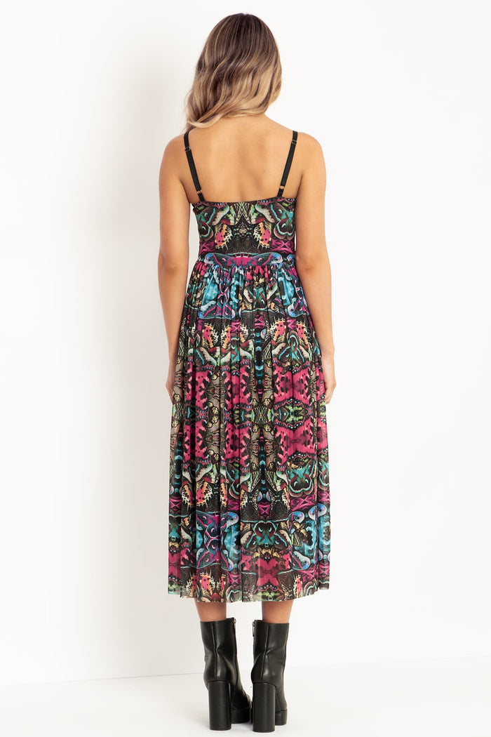 Hyper Moth Scoop Sheer Midaxi Dress