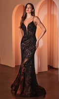 Black/Nude Ladivine Long Formal Dress CC0389