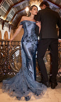 Smoky Blue Ladivine Long Formal Dress J876