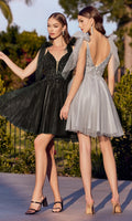 Black Ladivine Short Party Dress CD0174
