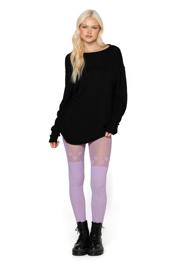 Lilac Hearts Suspender Hosiery