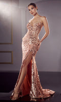 Rose Gold Long Formal Dress CDS421 by Ladivine