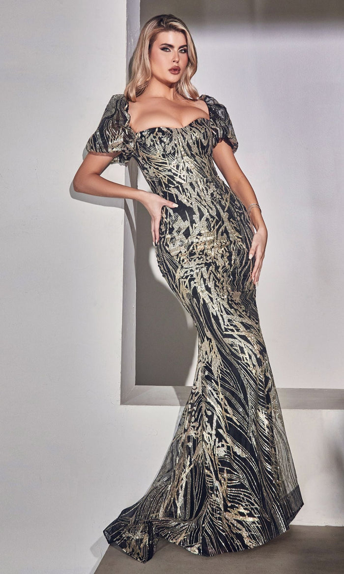 Black Gold Long Formal Dress J833 by Ladivine