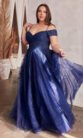 Navy Long Plus-Size Formal Dress C154C by Ladivine