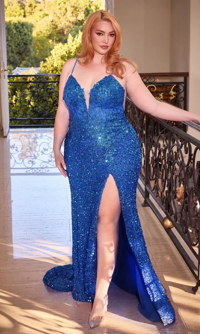 Azure Long Plus-Size Formal Dress Cd840C by Ladivine