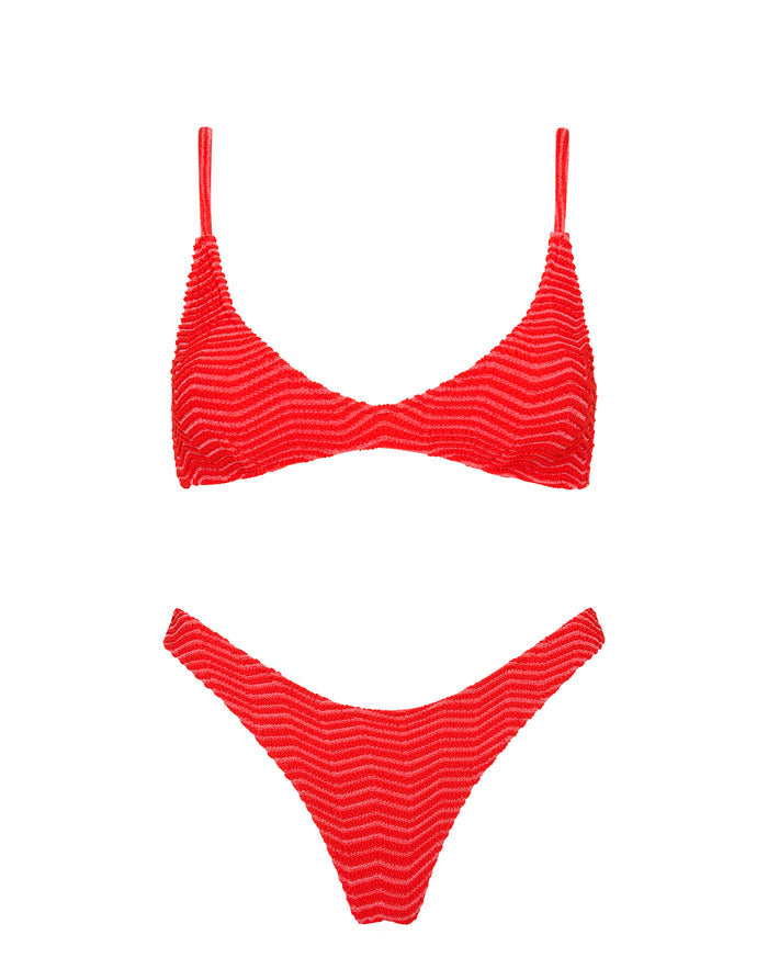 MAIA MATO Red Terry Towelling Scoop Bikini Set