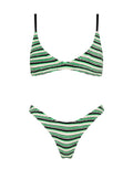 MAIA MINT SLICE STRIPE Terry Towelling Crop Bikini Set