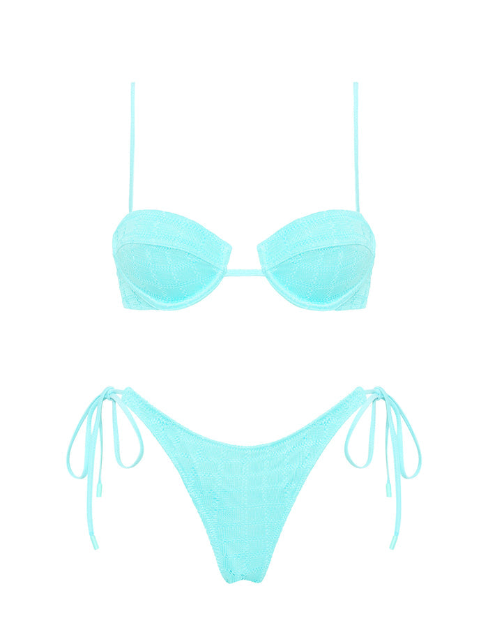 MALA JAVE Blue Crochet Balconette Bikini Set
