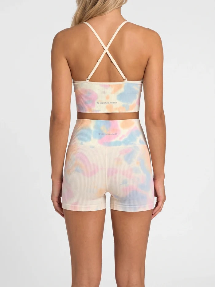 Maya Hotpant Set - Light Silky Yellow Tie Dye