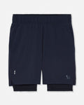 Black athletic shorts on a white background#color_black