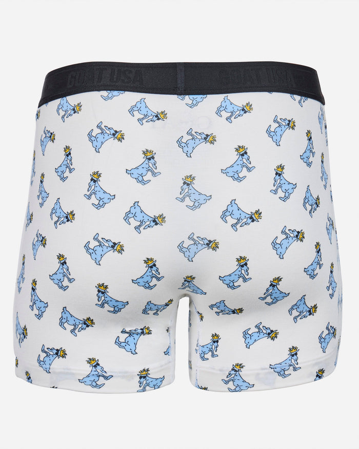 Back of white boxer briefs with goat all-over print