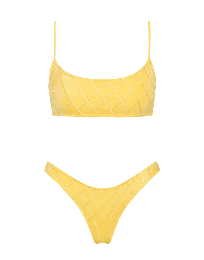 MICA BUTTER Yellow Crop Bikini Set