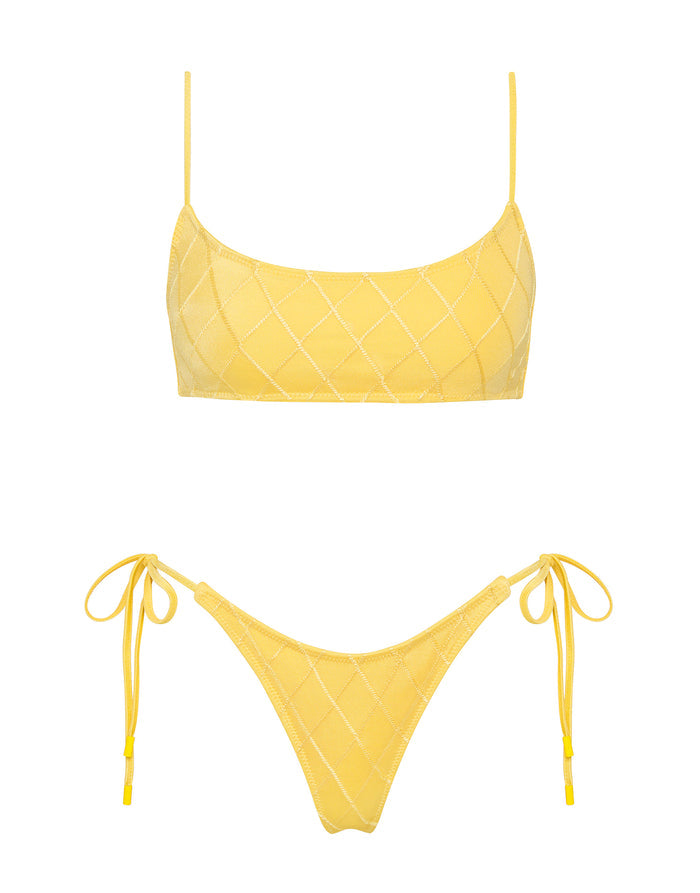 MICA BUTTER Yellow Crop Bikini Set