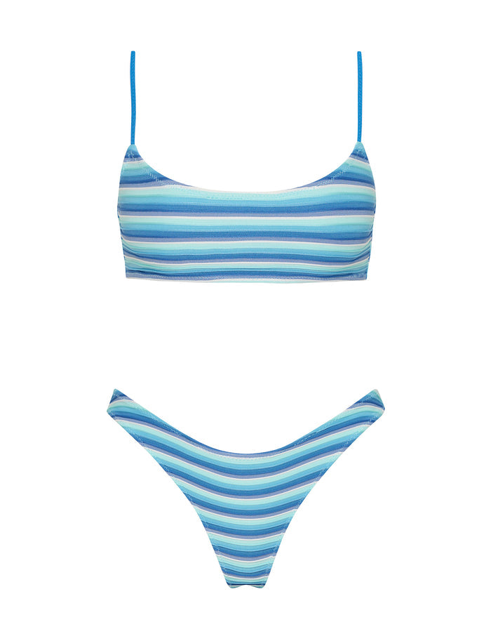 MICA HORIZON BLUE Stripe Scoop Bikini Set