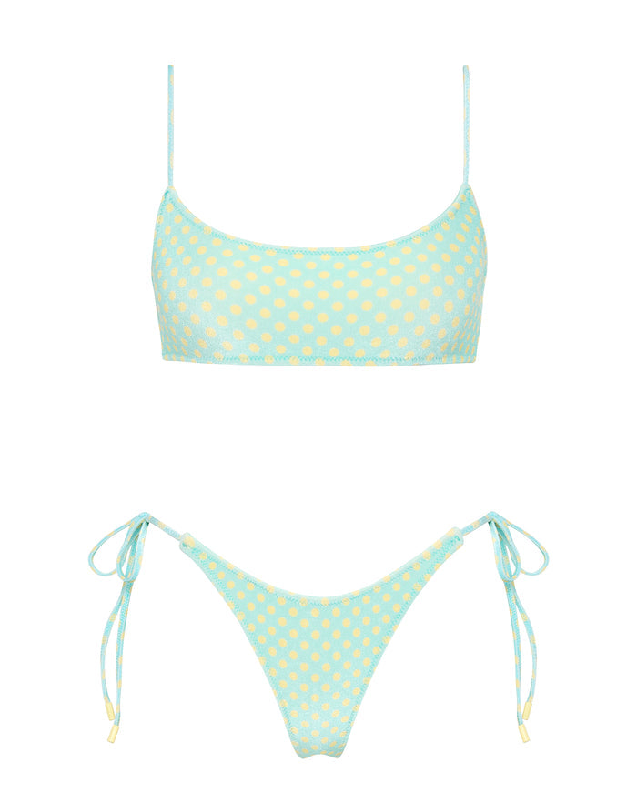 MICA SUN SPRINKLE Blue Polka Dot Crop Bikini Set