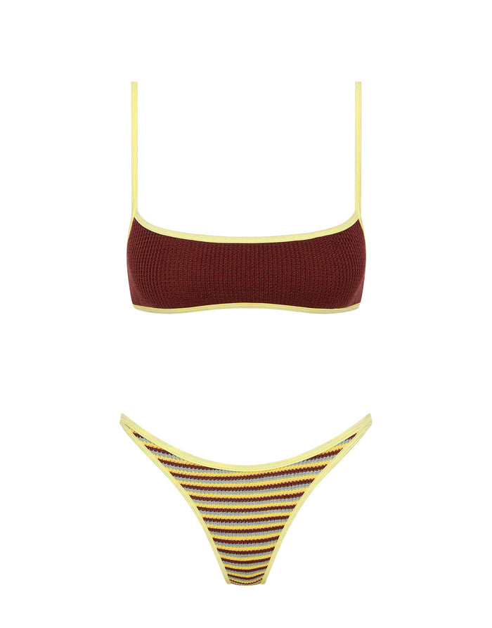 MIMA BUTTER CROCHET STRIPE Crop Bikini Set