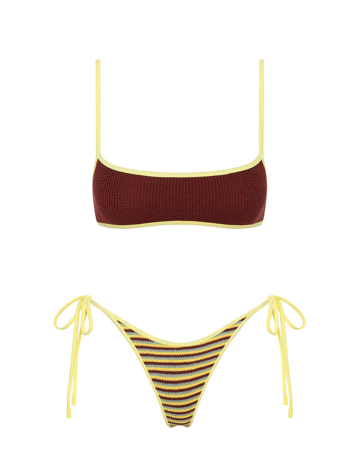 MIMA BUTTER CROCHET STRIPE Crop Bikini Set