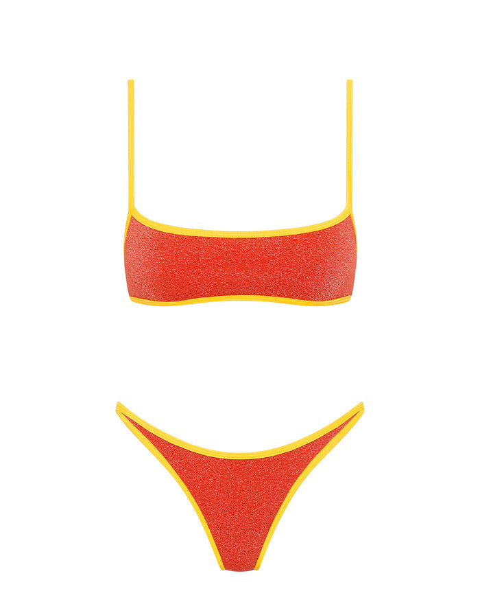 MIMA RUBY RED SPARKLE Crop Bikini Set