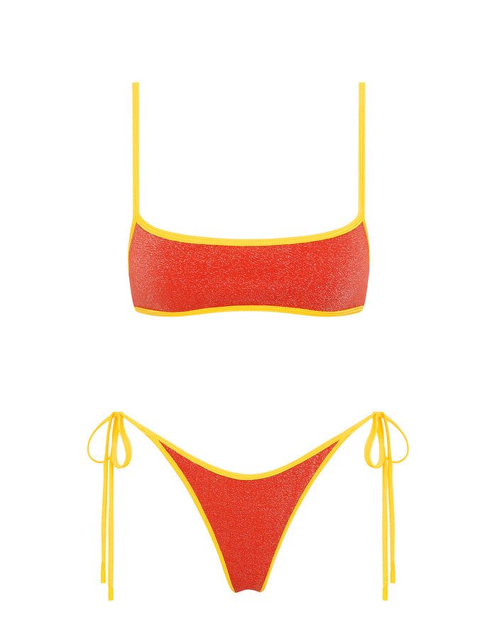 MIMA RUBY RED SPARKLE Crop Bikini Set