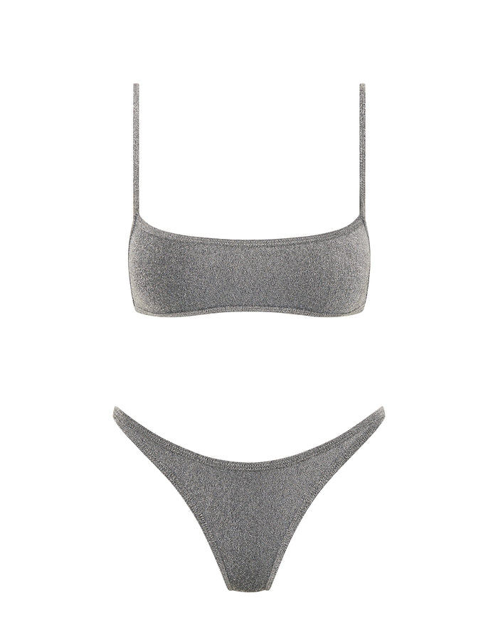 MIMA - SILVER SPARKLE Crop Bikini Set