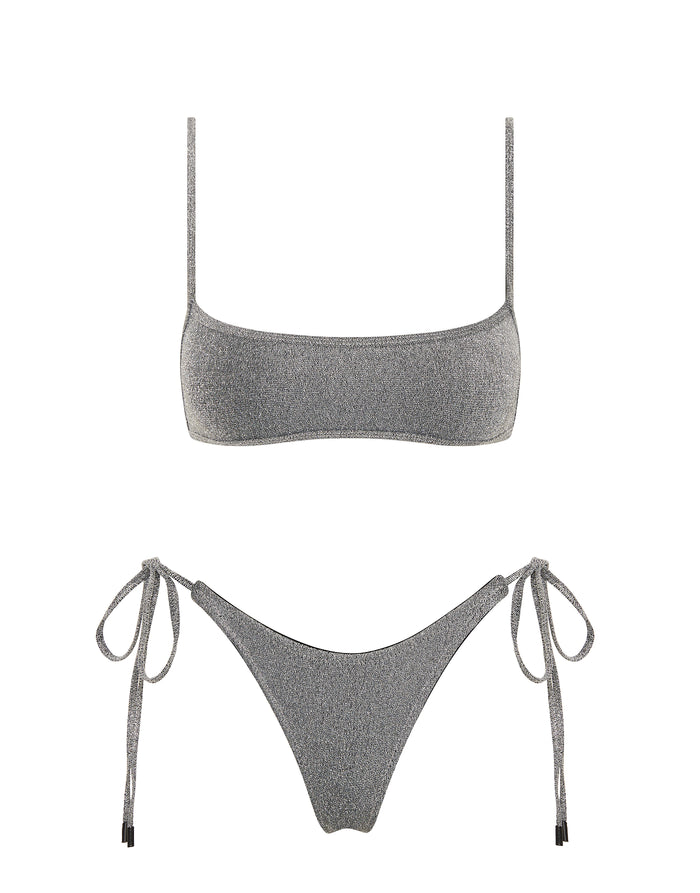 MIMA - SILVER SPARKLE Crop Bikini Set