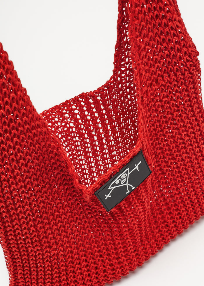 RED LINEN MESH BAG