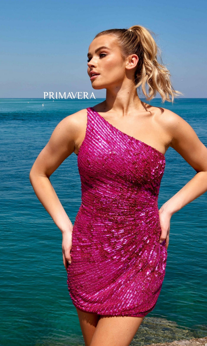 Fuchsia Short Homecoming Dress by Primavera 4055