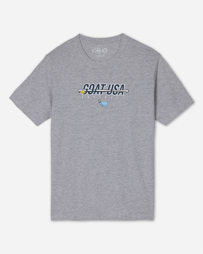 Gray shirt with softball bat that goes through the wording "GOAT USA"