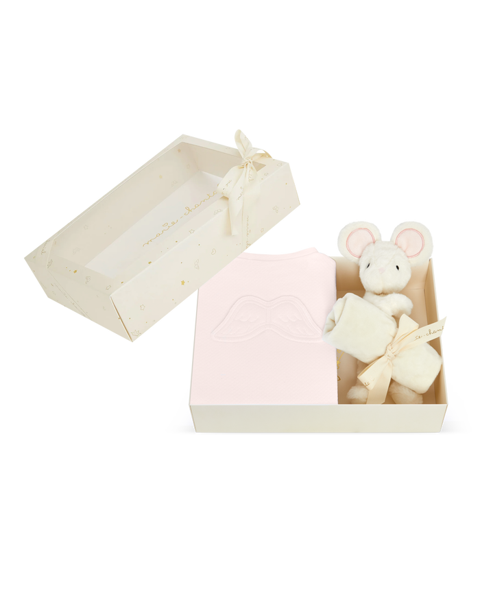 Sleep & Snuggle Pointelle Angel Wing Gift Set - Pink