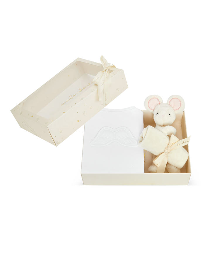 Sleep & Snuggle Pointelle Angel Wing Gift Set - White