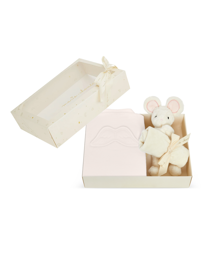 Sleep & Snuggle Velour Angel Wing Gift Set - Pink