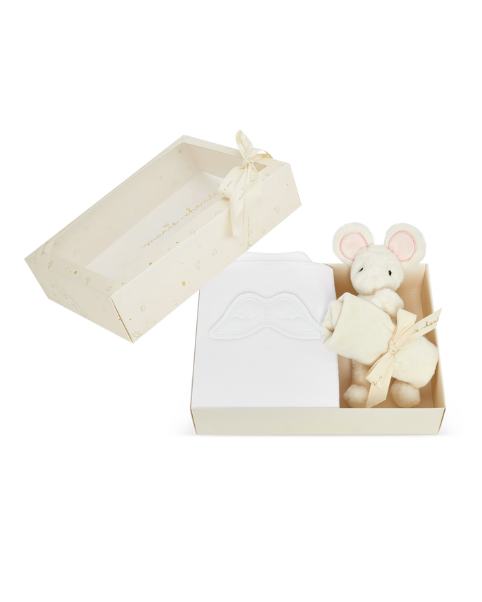 Sleep & Snuggle Velour Angel Wing Gift Set - White