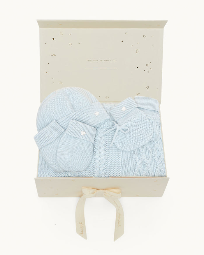Summer Cotton Blanket & Accessories Baby Gift Set - Blue