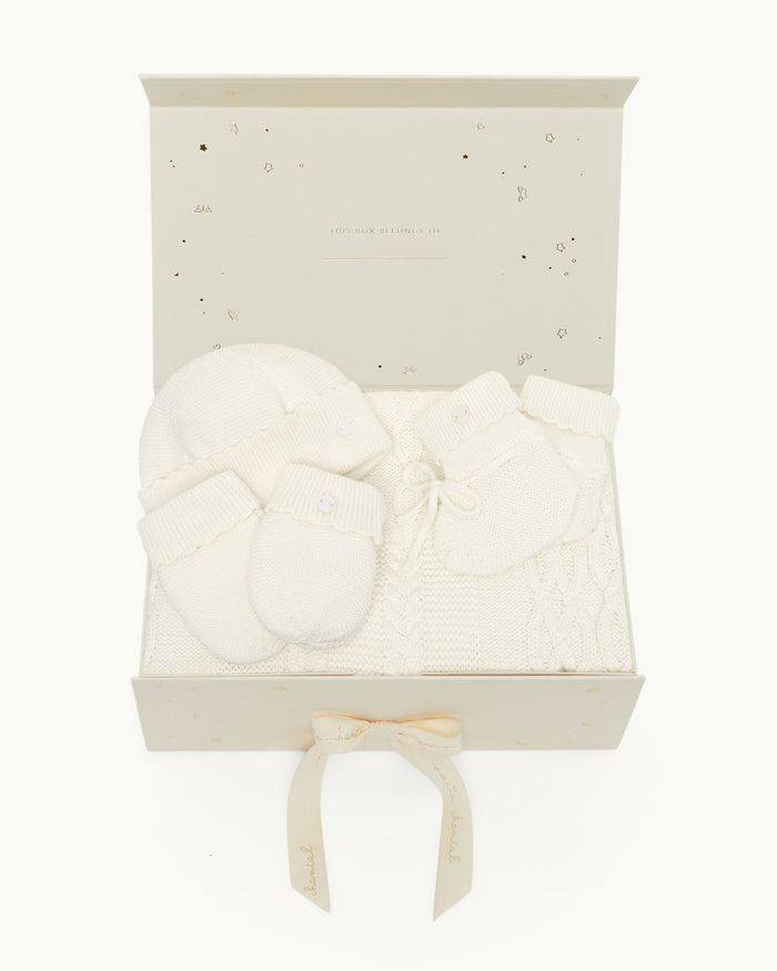Summer Cotton Blanket & Accessories Baby Gift Set - Milky White